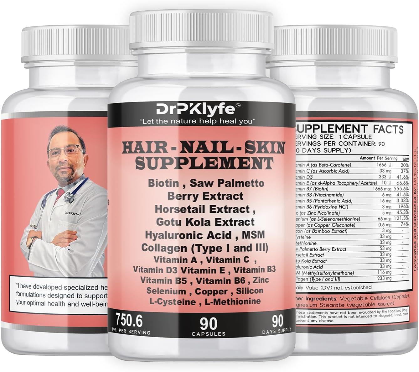 Hair, Nail and Skin Supplement Capsules:Biotin,...