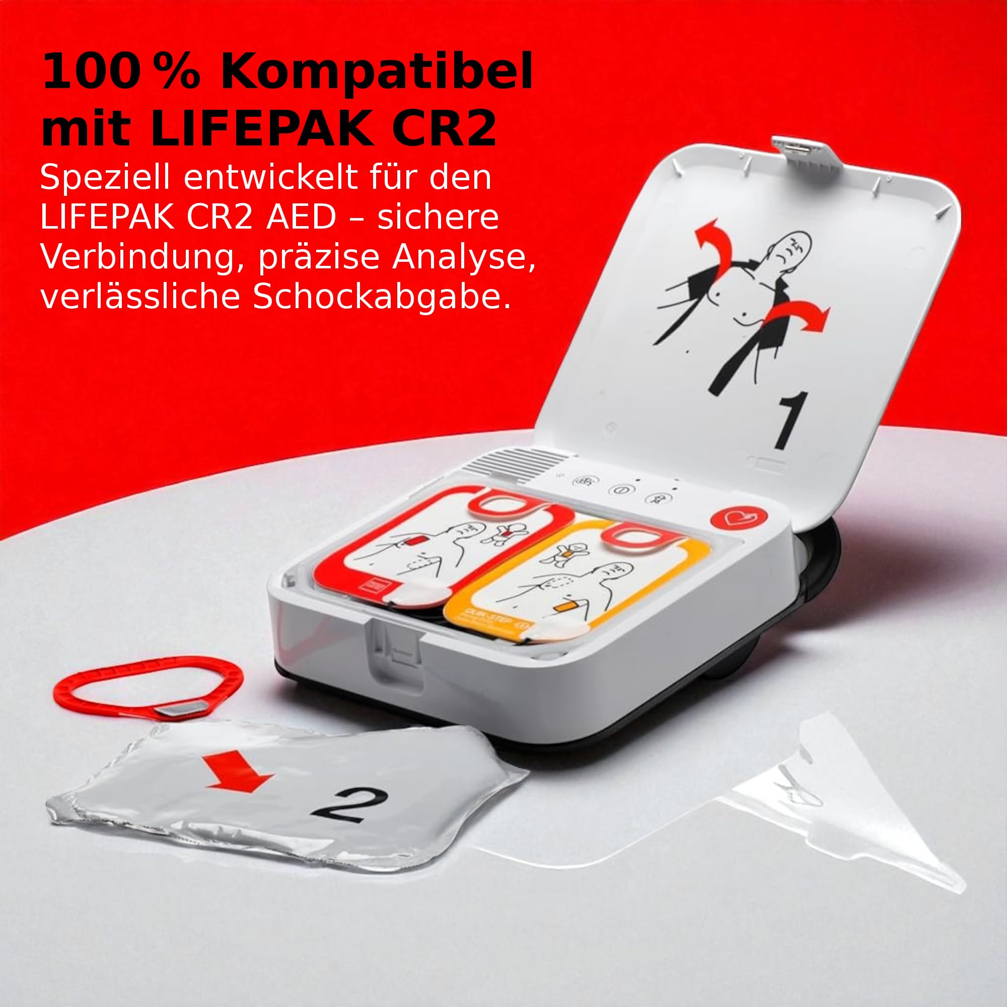 Physio-Control Électrodes QUIK-STEP pour défibrillateur LIFEPAK CR2 - Accessoire d'origine AED - Coussinets de rechange adultes et enfants