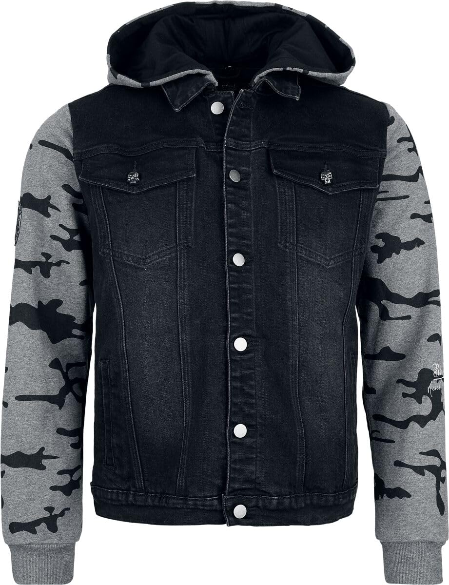 Rock Rebel by EMP Hombre Sudadera con botones negra y gris