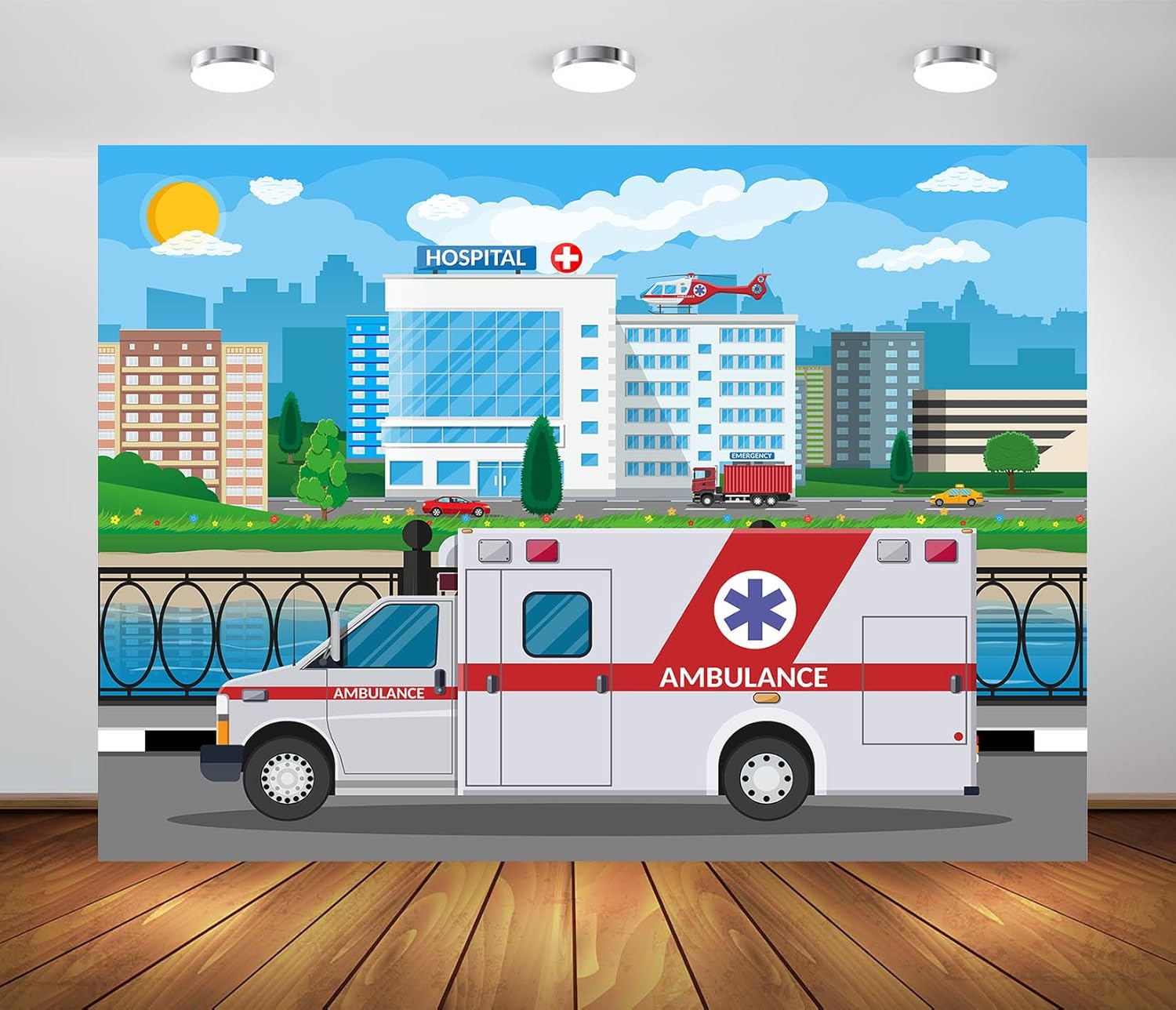 Amazon.com : Loccor 7x5ft Fabric Hospital Backdrop Hospital Building ...