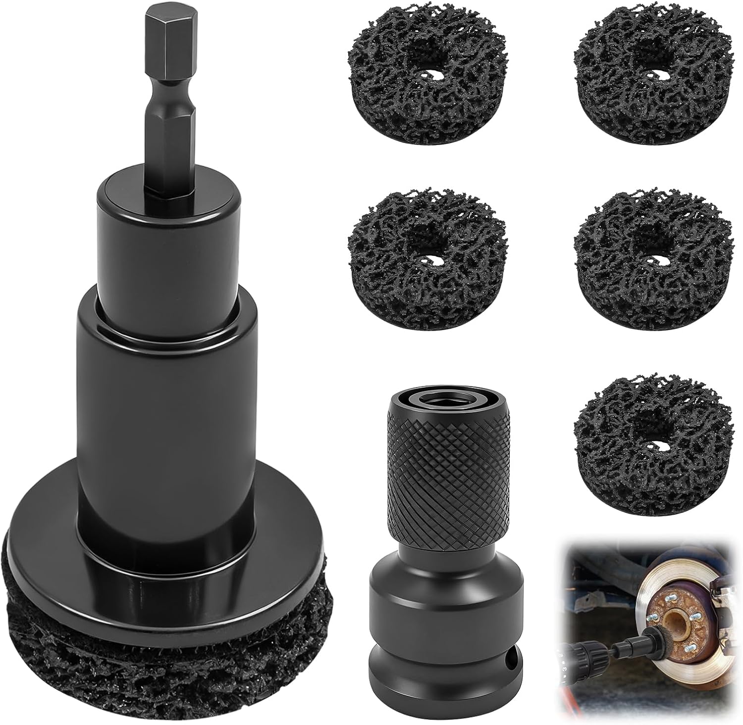 Wheel Hub Cleaning Tool, Hub and Wheel Stud Cleaner, Wheel Hub Cleaning Kit for Lug Studs and Hub, Quick Rust Removal, Automotive Maintenance Tool for Car & Truck