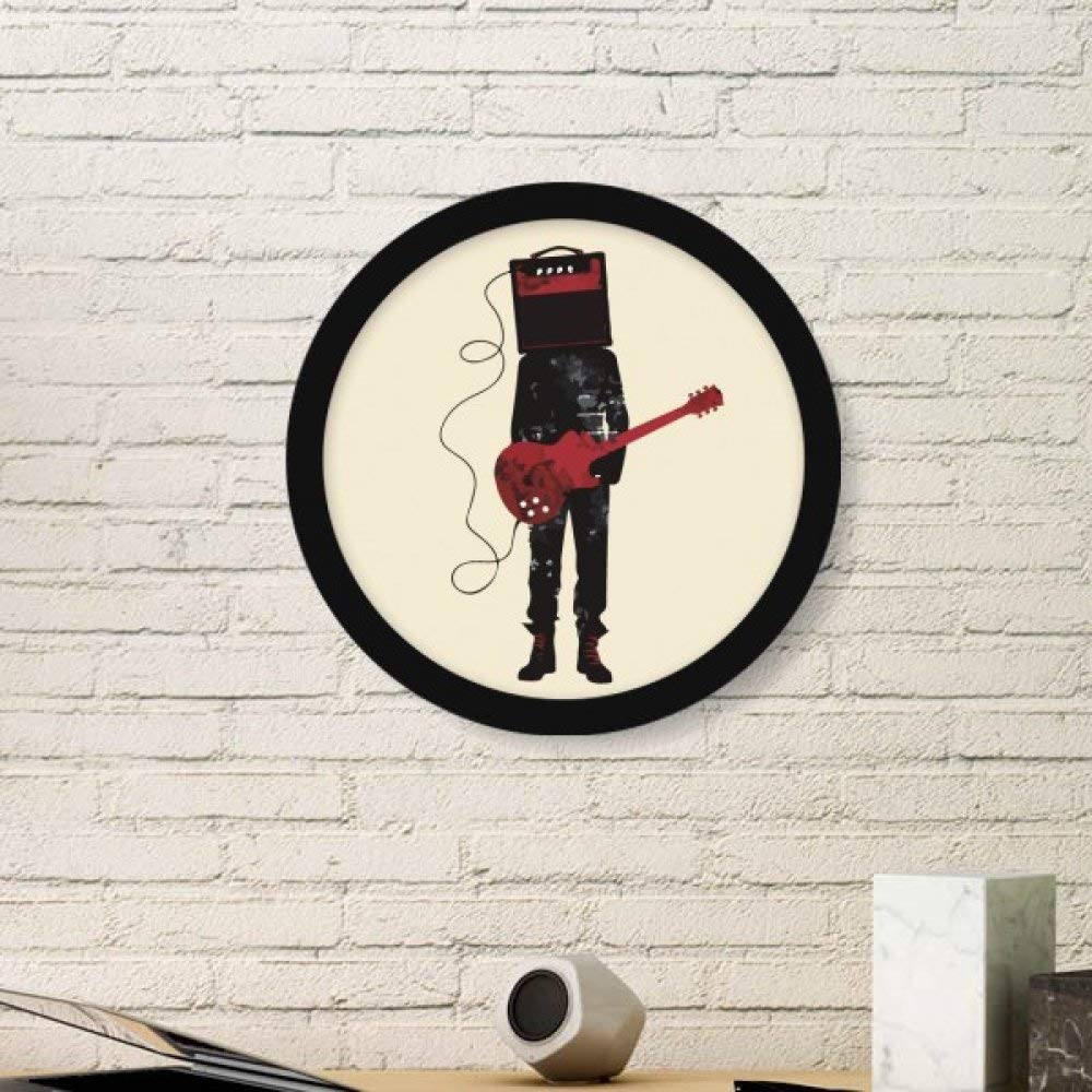 Décoration murale guitare crazy man avec petit cadre rond noir de salon