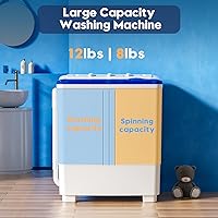 Vista 4 de Auertech - Lavadora portátil de 20 libras, lavadora compacta de doble tina mini con bomba de drenaje, semiautomática, lavadora de 12 libras