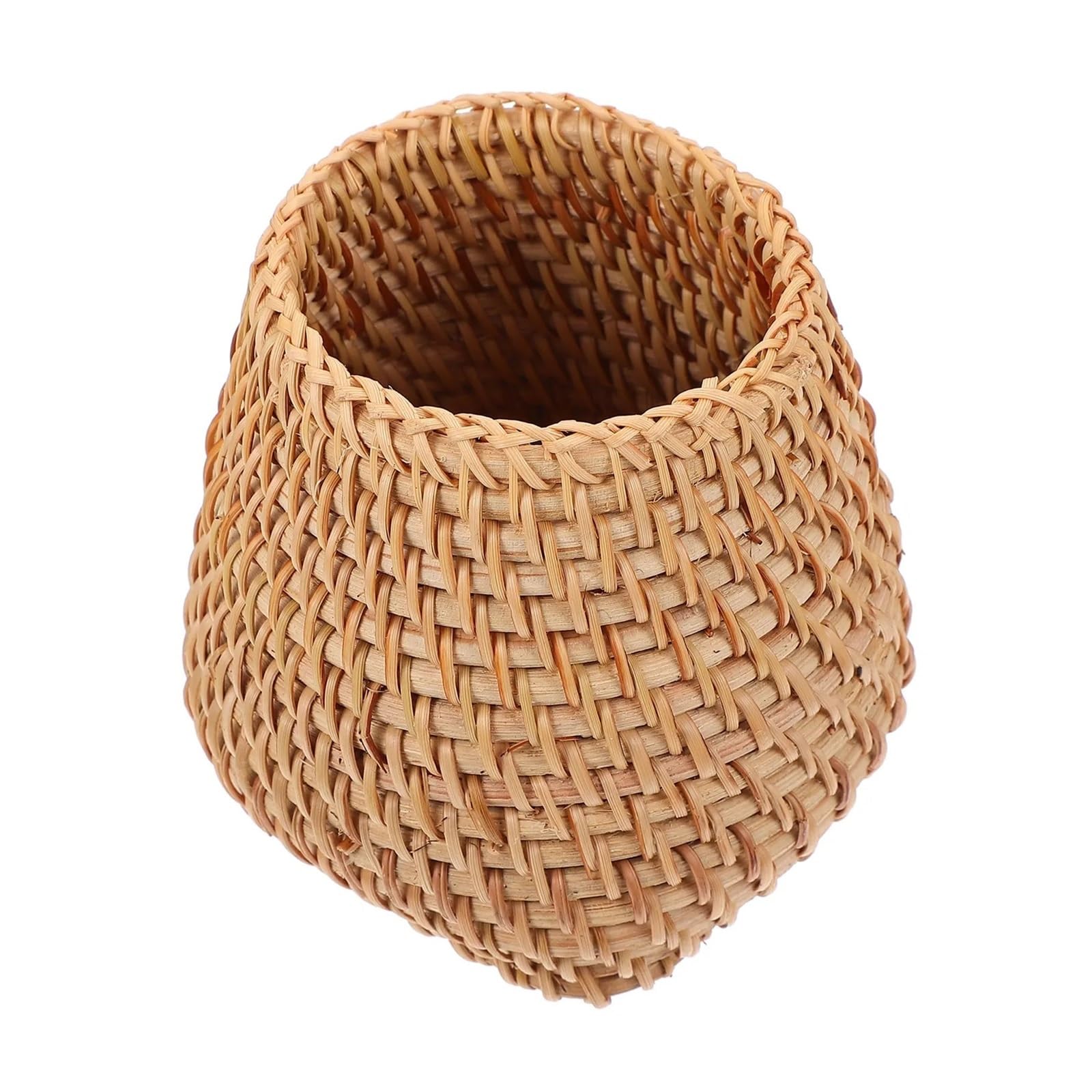 LXHZSY Desk Organiser 1pc Wooden Pen Holder Wood Woven Storage Basket Desktop Ganizer Compact Size Simple Color Matching Strong Exquisite(Khaki Square circle9)