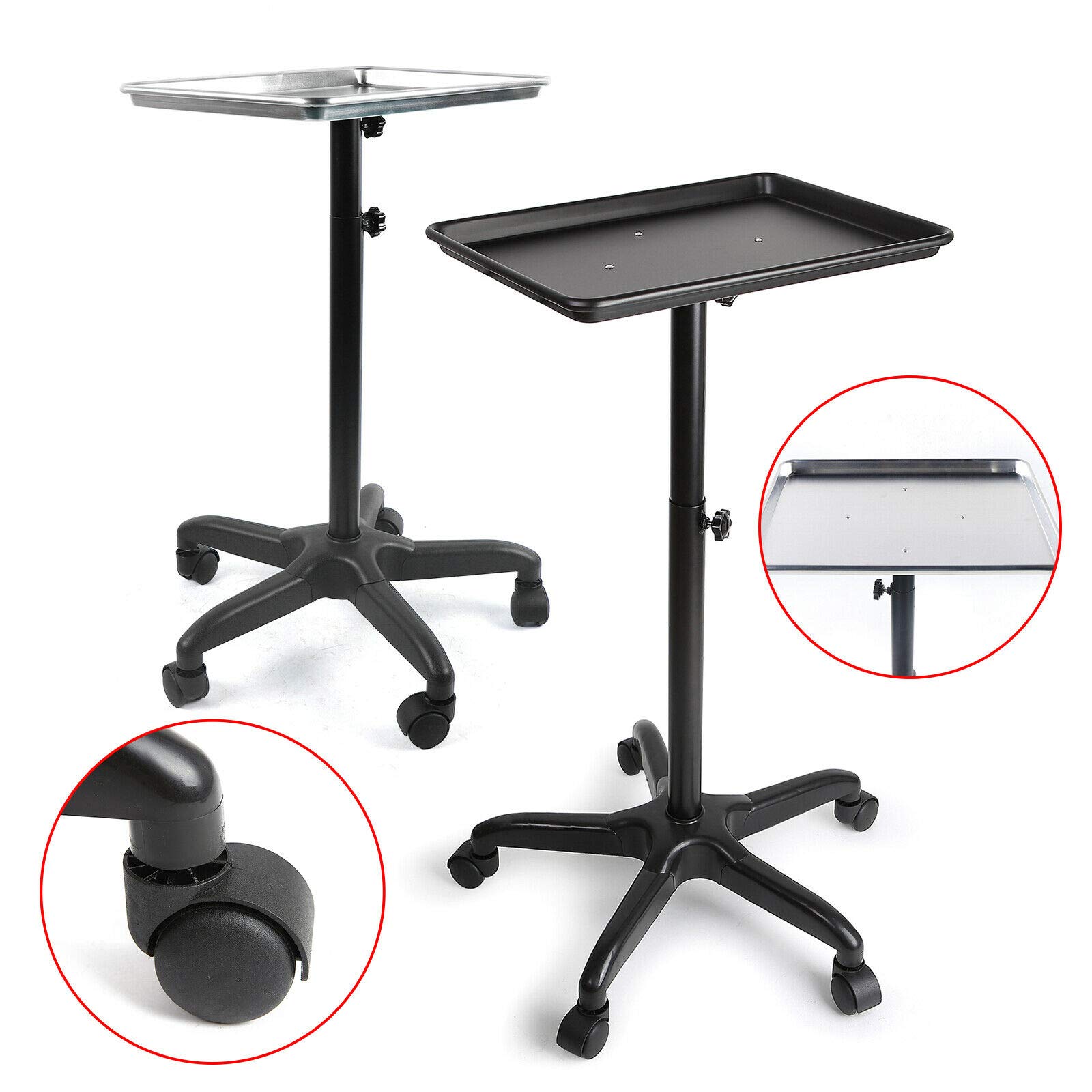 Salon trolley Friseurwagen, Höhenverstellbar Friseur Arbeitswagen, Friseurwagen Arbeitswagen Regal Tray Rollwagen für Friseur Kosmetikerin Beauty Salon Schwarz