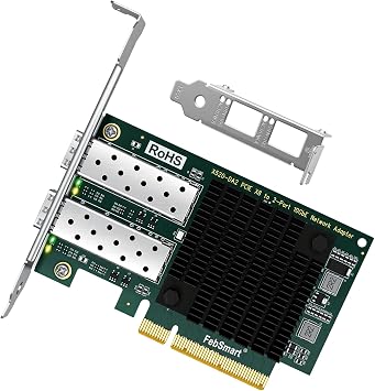 PCIE x8 Interface to 2X 10GbE SFP+ Optical Port Network Adapter for Desktop PC, Intel 82599ES 2X 10Gb/s Ethernet Controller, 10GbE PCIE NIC Card for Gaming, 10Gb/s SFP+ PCIE LAN Adapter X520-DA2