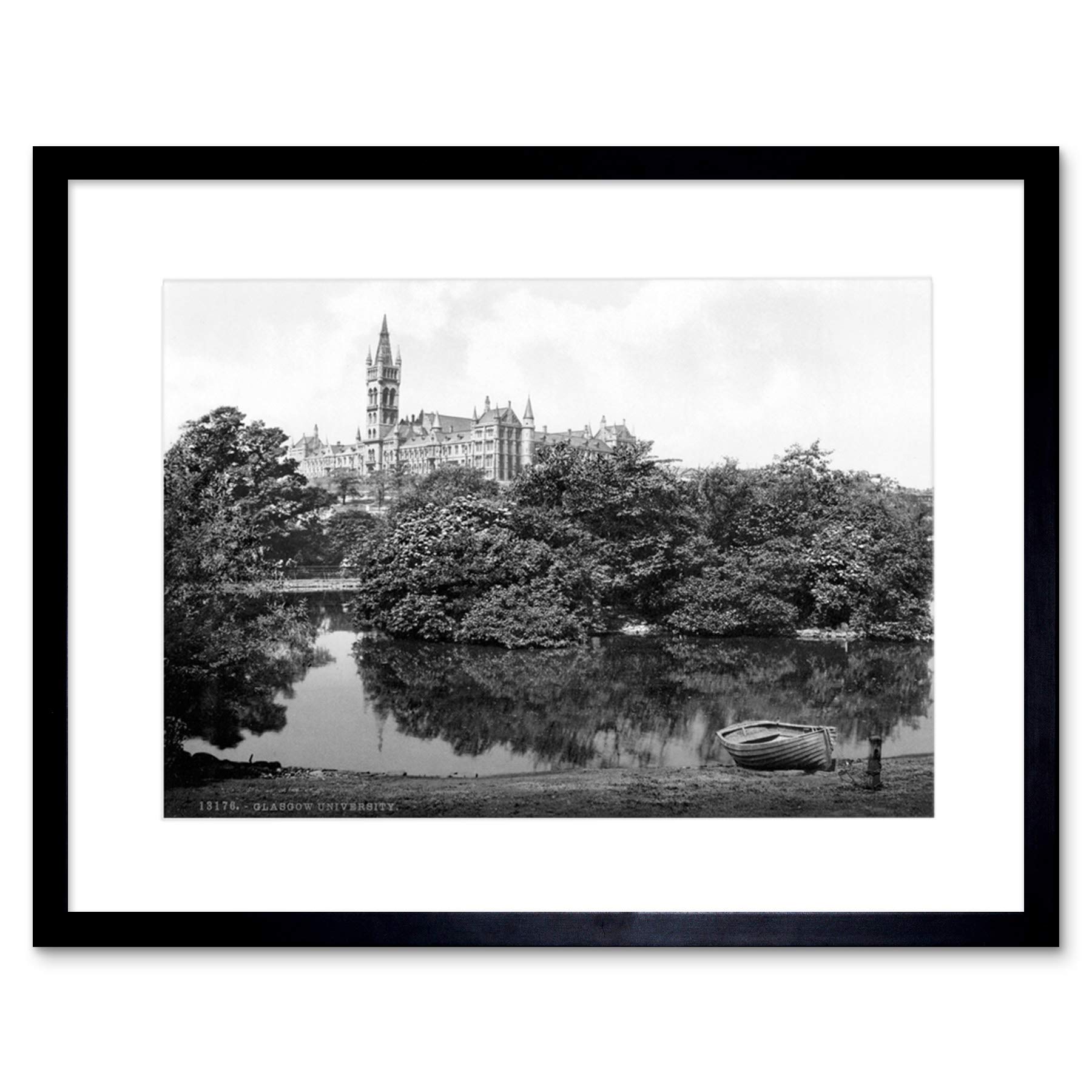 Wee Blue Coo Vintage Photo Landmark University Glasgow 1895 Scotland Framed Wall Art Print