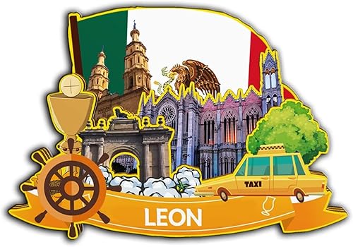 Leon México imán imán de madera 3D hitos de viaje coleccionables, recuerdos decorativos hechos a mano -2009