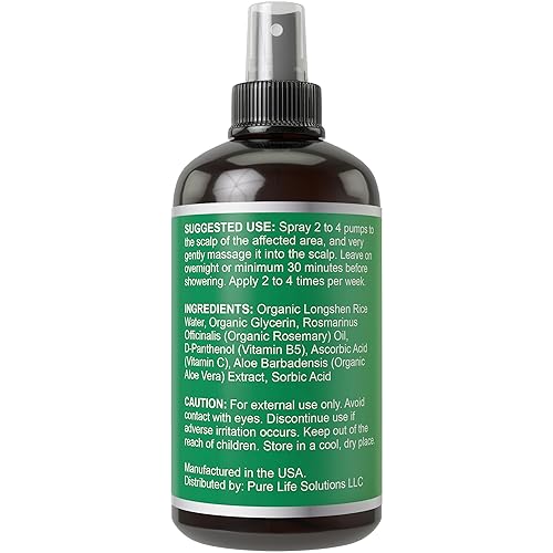 Miniatura 6 de Longsheng - Spray de agua de arroz y romero para el crecimiento del cabello para mujeres y hombres, tratamiento vegano para cuero cabelludo de 4