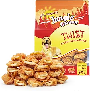 Jungle Calling Chicken Wrapped Banana Dog Treats – Healthy Low-Fat, Grain-Free Training Snacks with Natural Fiber for Small and Medium Dogs, 10.6 oz