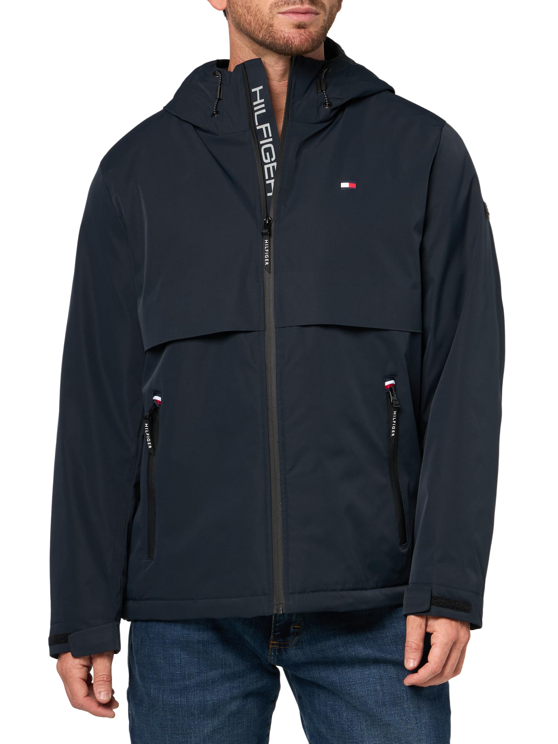 Tommy Hilfiger Men's Quilted Hooded Puffer Jacket, Navy, XL