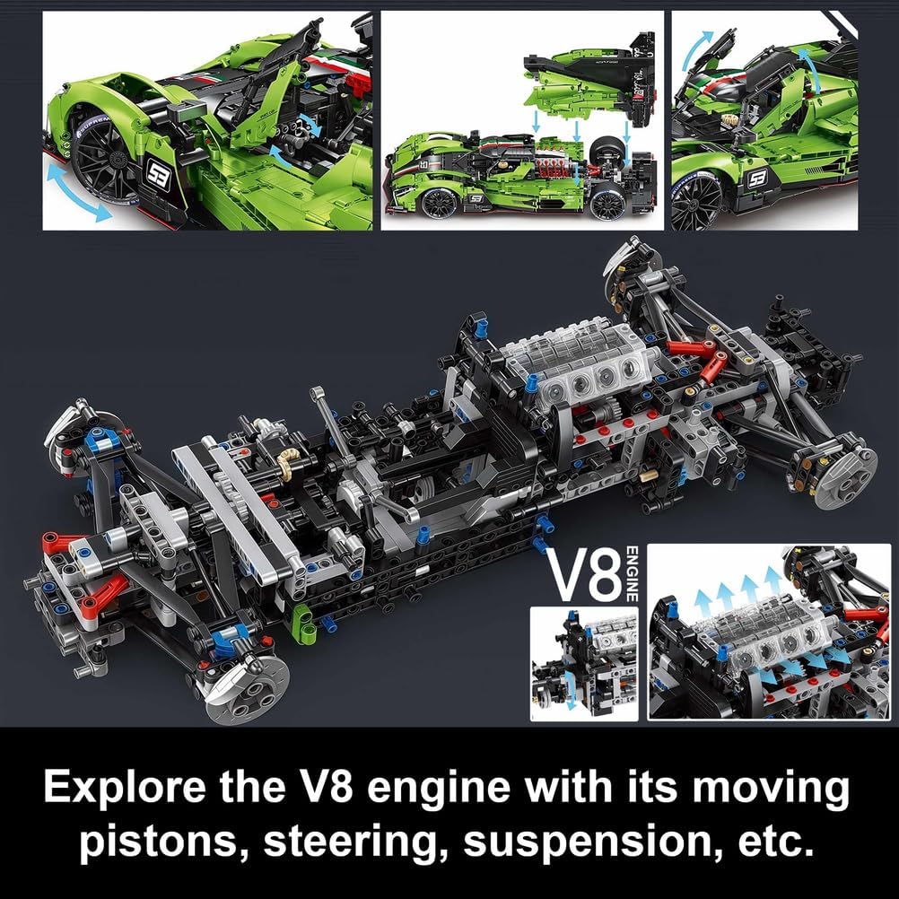 Le CS63 Hybrid Hypercar Building Set, Gift for Adult Racing Fans, 1:8 Scale Collectible Race Car Model Kit to Build and Display, Advanced Replica, Gift for Motorsport Fans, (3771 Pieces, A-Y18081)