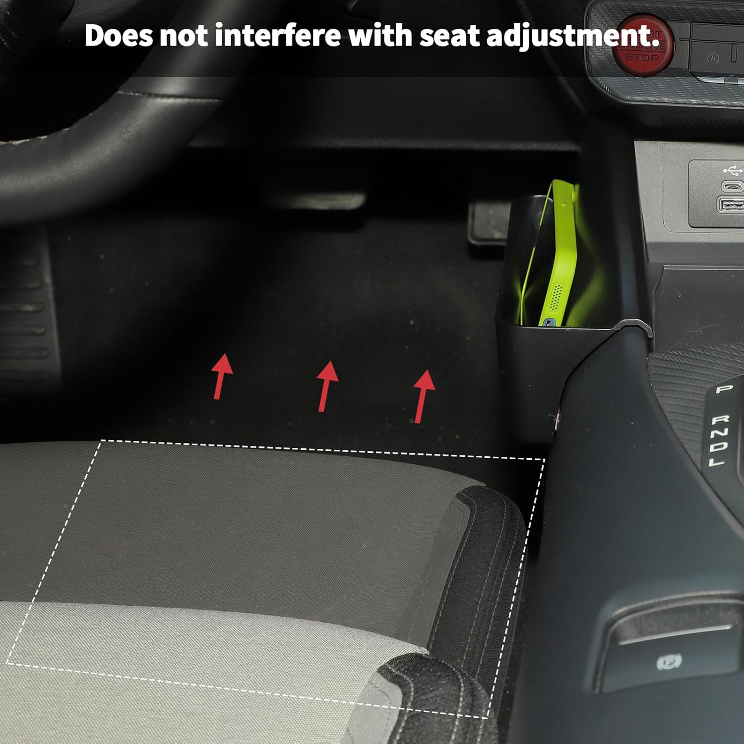 Linskip Center Console Side Organizer for Ford Mustang Ecoboost, GT, Dark Horse 2024 2025 2026+, Gear Shift Storage Tray for Mustang Interior Accessories(Black)