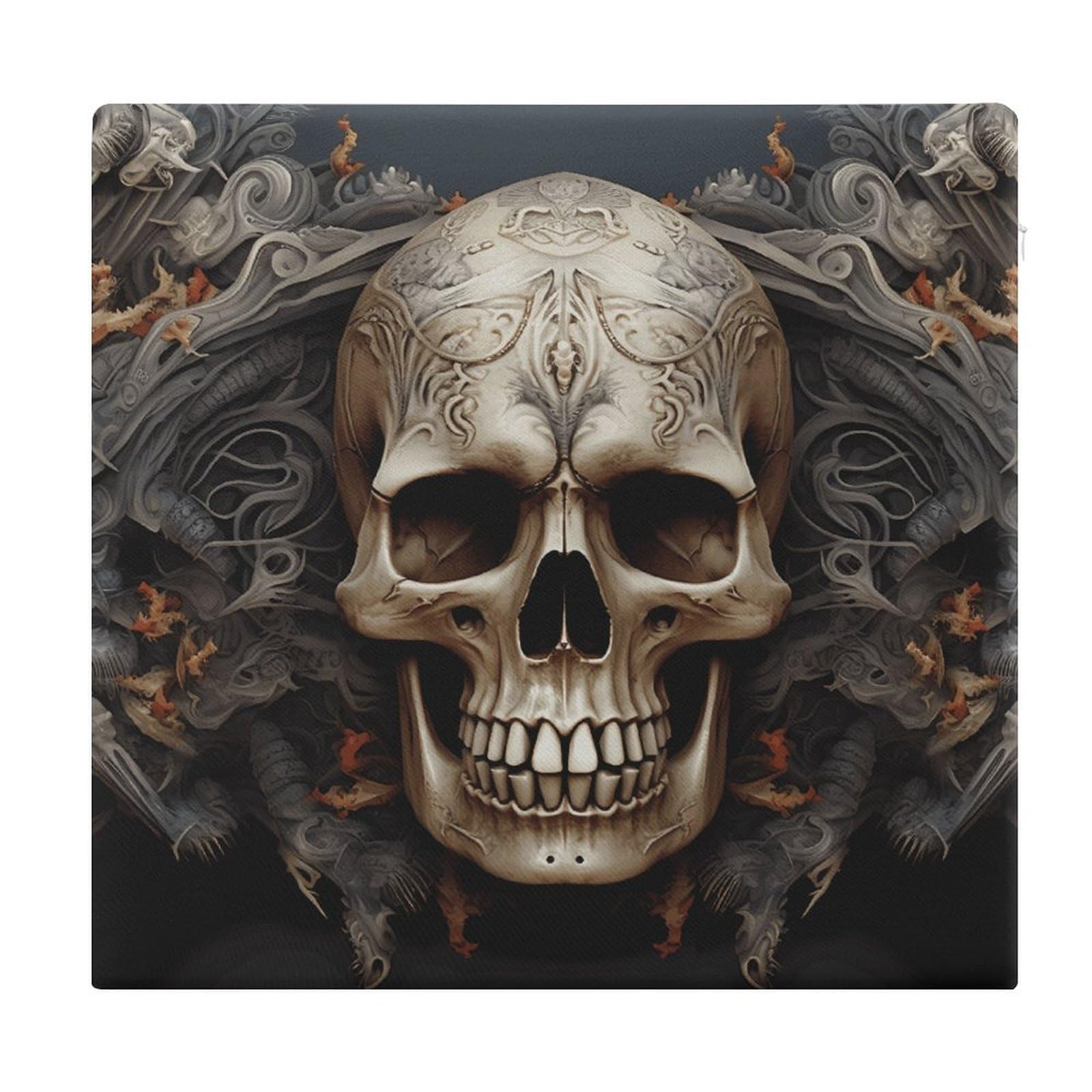 VstaDank Skulls Chair Cushion for Dining Chairs Breathable Square Chair Pads Non-Slip Seat Cushions Memory Foam Pad Floor Pillow for Meditation Or Yoga 13.8”x15”