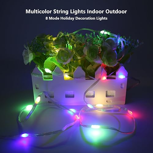 Miniatura 5 de Guirnalda de 300 luces LED enchufables de 100 pies, luces multicolor para interiores y exteriores con control remoto, 8 modos de luces parpadeantes
