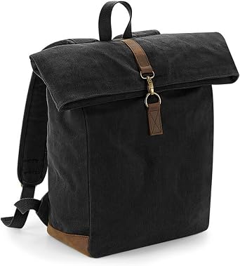 Quadra Heritage Waxed Canvas Backpack QD655 - Waterproof Premium Travel Bag - Black