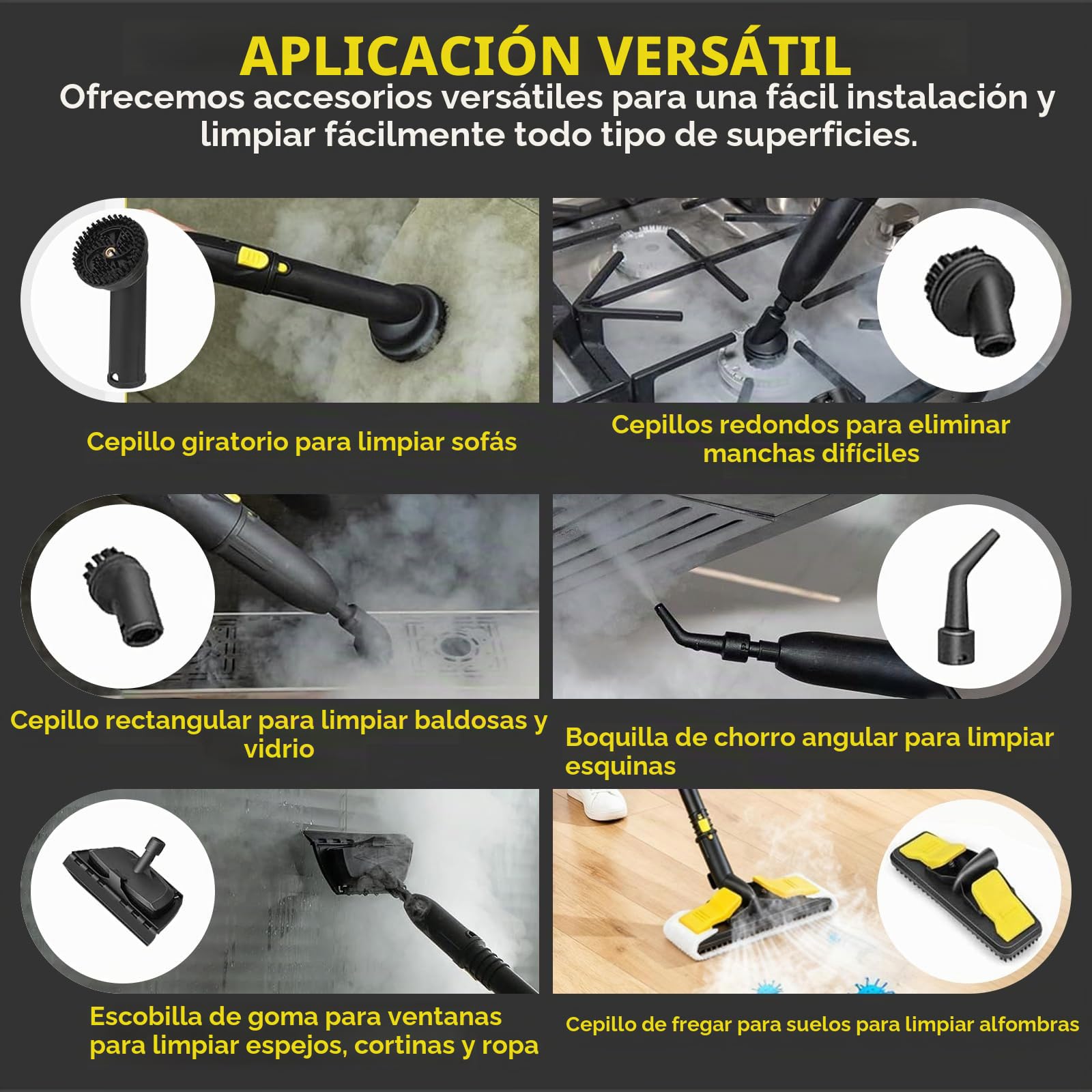 Limpiador a Vapor, Vaporeta Limpieza Hogar Potente de Mano 2000W | Portátil Máquina de Limpieza a Vapor Presurizada de Alta Temperatu con 15 Accesorios, 5 Bar, Tanque de Agua de 2L