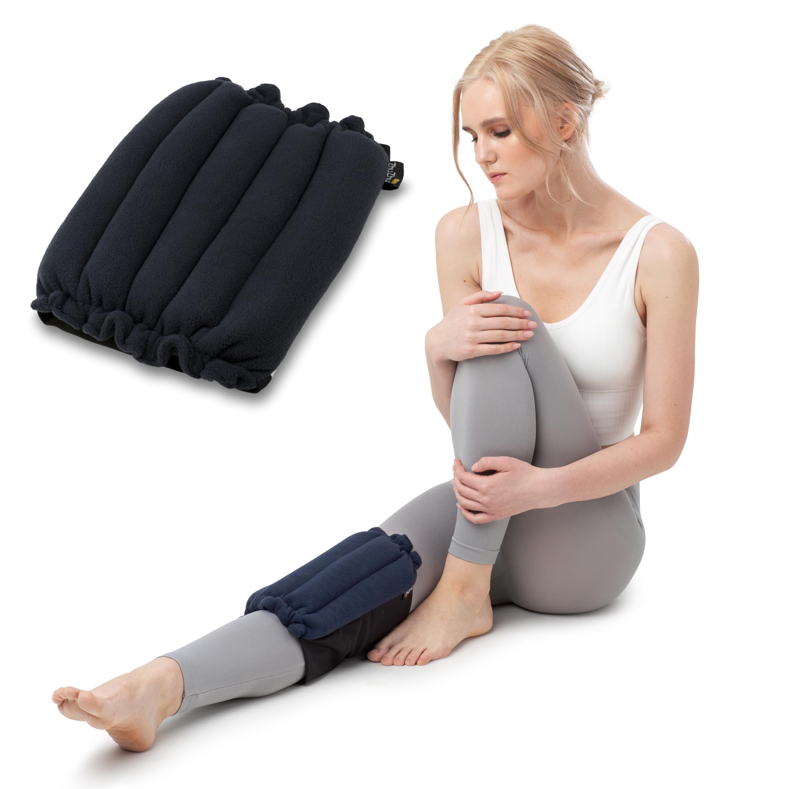 Zhu-Zhu Knee & Leg Pad - Microwavable Wheat Bag - Navy Fleece Microwave Heat Pad Pain Relief