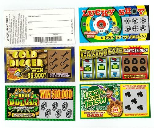 Unbranded 5 Phony Fake All Winning Scratch Off Boletos de lotería -Broma- Broma- Mordaza