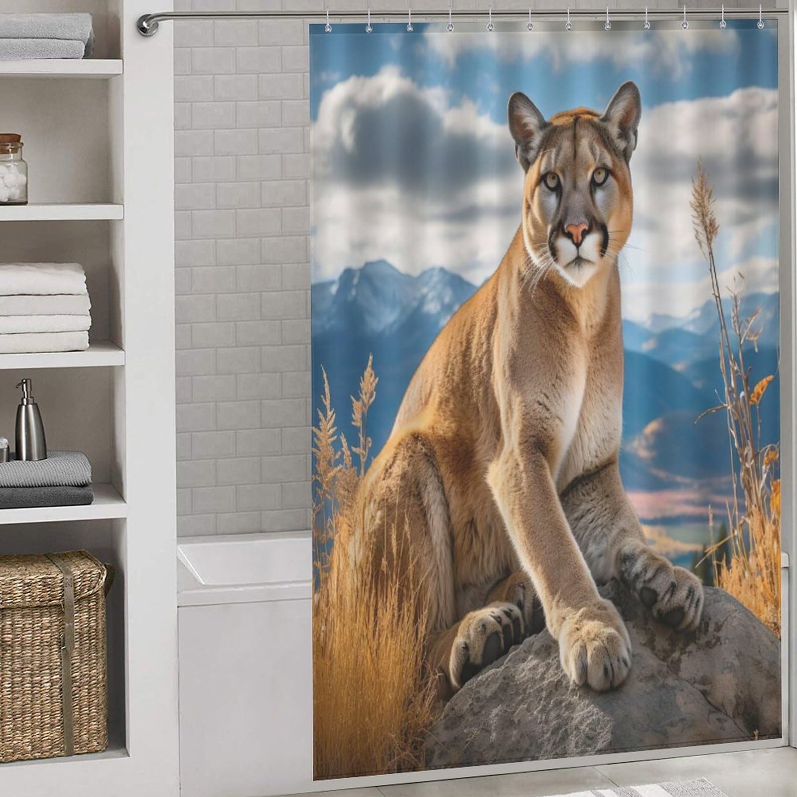 Rideau de douche lion de qualité supérieure en tissu polyester 152x183cm