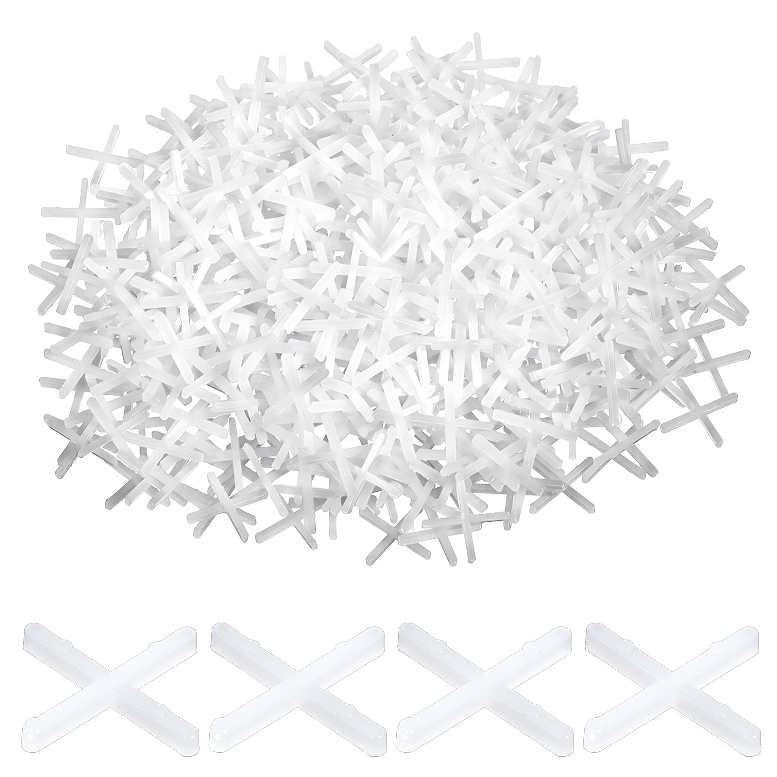 1/16 Inch Tile Spacers, 500 Pcs Cross Tile Spacers, Wall Floor Plastic Tiles Shim Leveling Clips for Various Types of Ceramic Tiles Installation Level