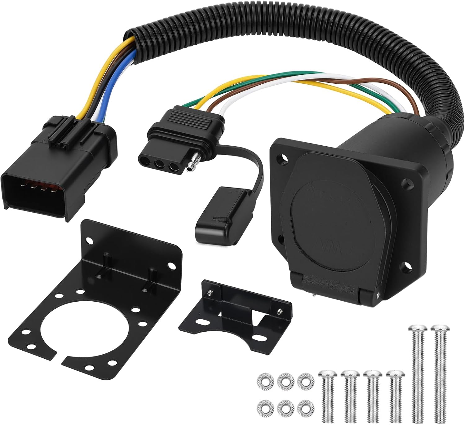 56038366AB 42145 Multi-Tow 7 Way Blade and 4 Way Flat Trailer Wiring Adapter Connector Fit for 2000-2009 Dodge Ram Dakota, 2000-2009 Jeep Grand Cherokee, 2000-2007 Durango 7:4