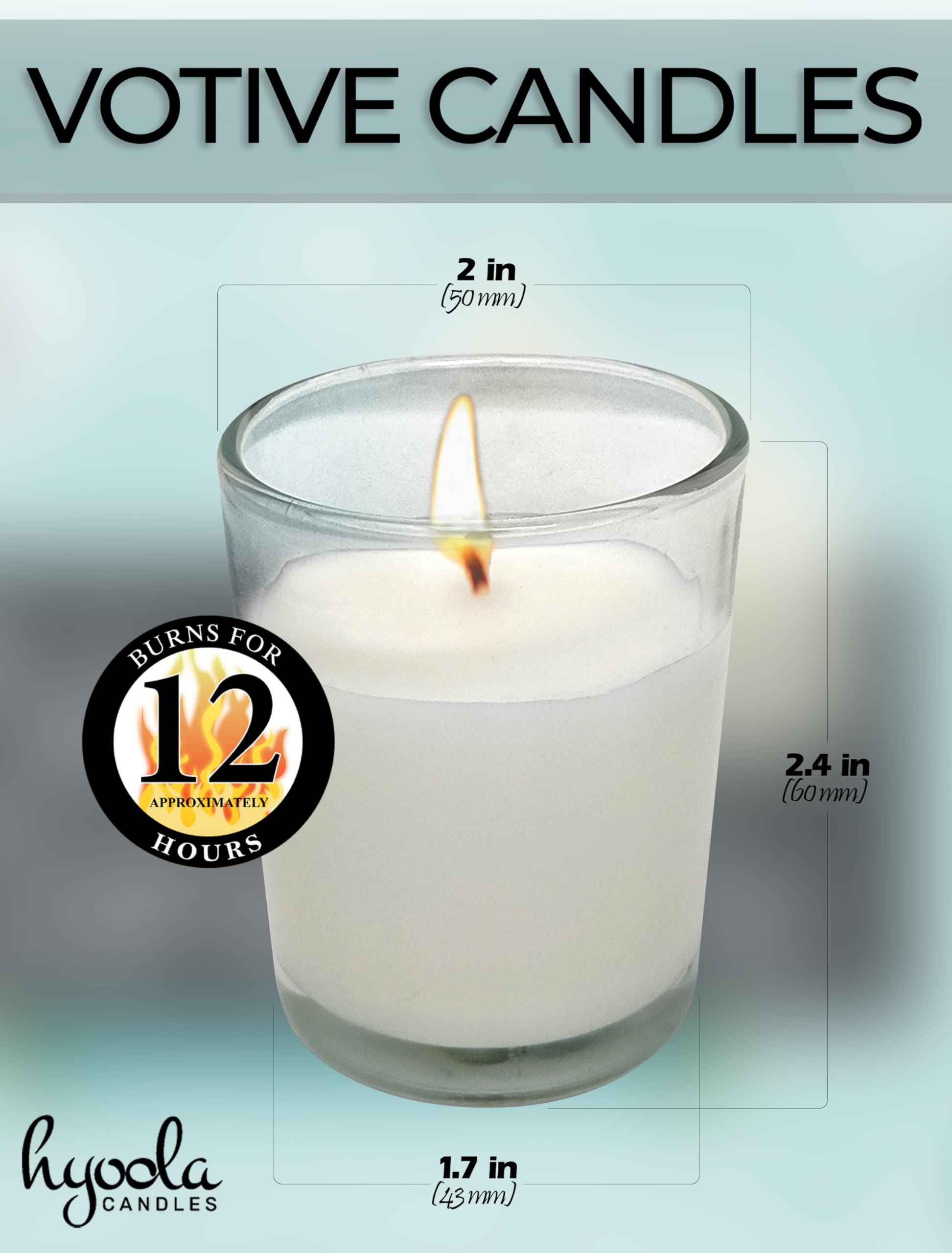 Hyoola Biała Świeca w Szkle - Świece Dekoracyjne 72 Sztuk - Votive Candles 12 Godzinny Czas Spalania - Wotywna Świeca Bezzapachowa - Świeca w Szkle Dekoracja