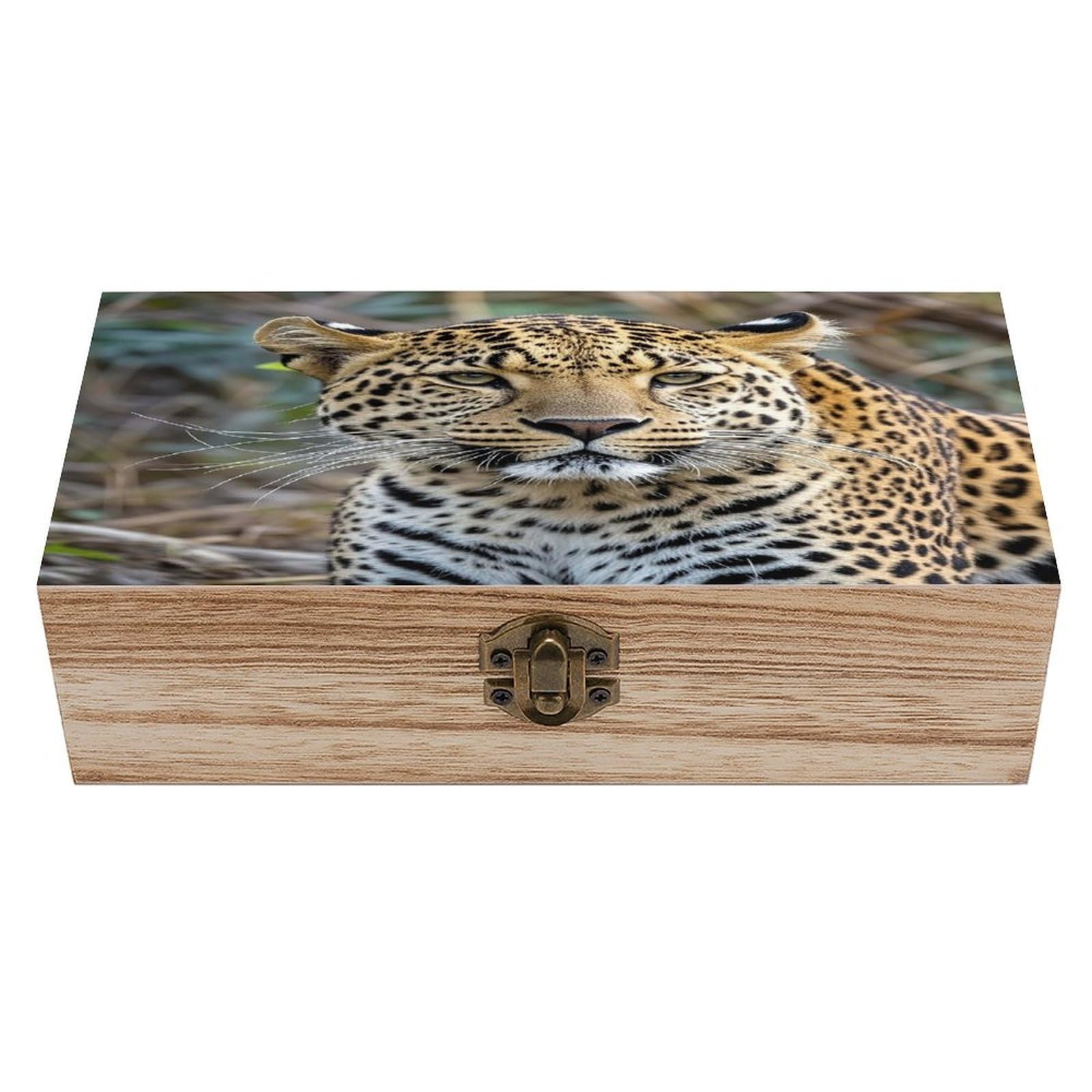 LZQPOEAS African Animal Leopard Wooden Box Storage Space to Organize Jewelry in A Beautiful Small Storage Box Decorative Card Boxes Memory Treasure Boxes for Crafts And Photo Storage