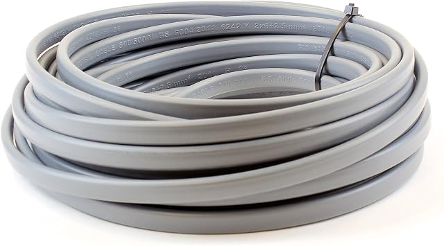Ali's DIY 2.5 mm Twin and Earth 6242Y Flat Grey Electric Cable - 10 metre Cut Length