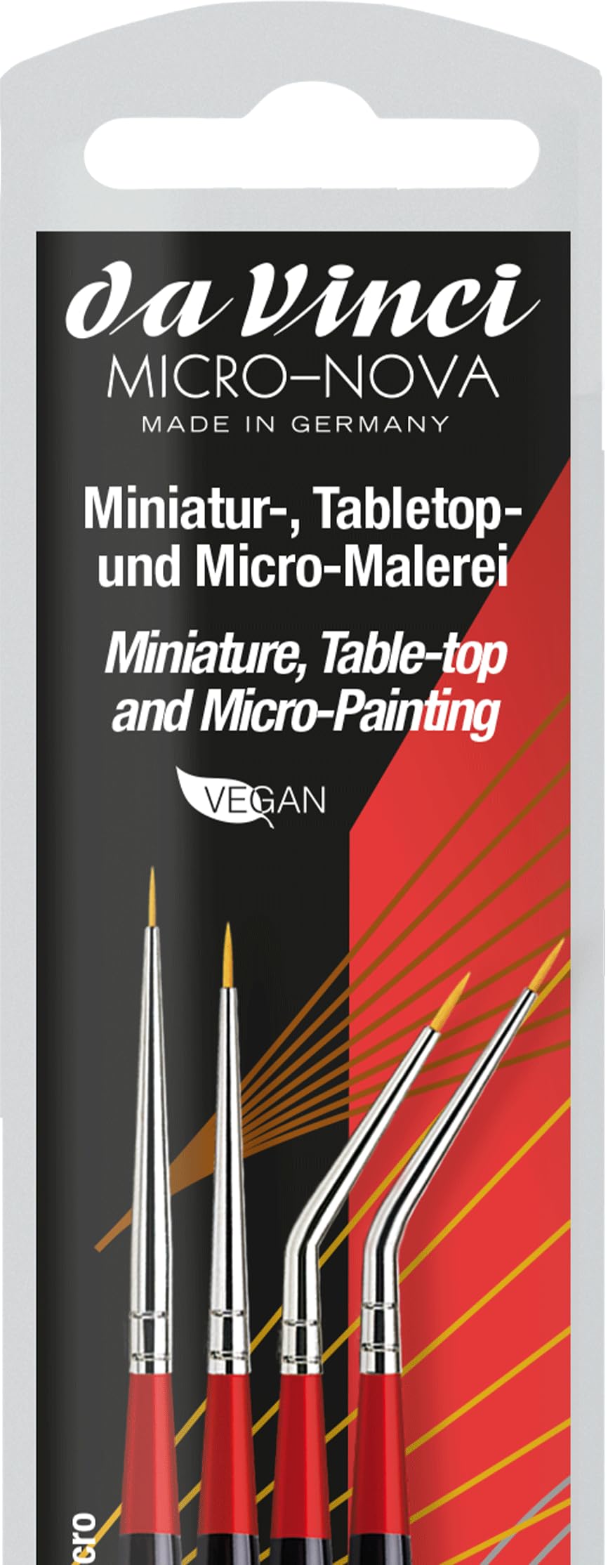 Juego de Pinceles Micro-Nova, Normales y angulados, Pintura de Mesa y Micro, Fibras sintéticas, Mangos Cortos, acrílico y óleo, Veganos, Fabricados en Alemania, Redondos, tamaños -20, -10, -15 y -5