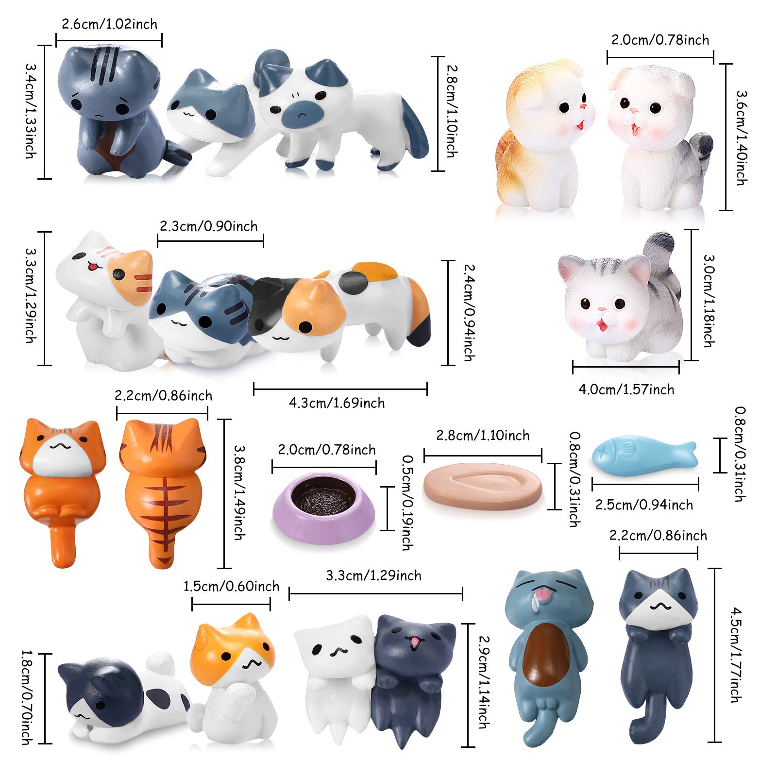 16-teiliges Katzenfiguren-Set Aus PVC – Mini-Deko Für Kuchendekoration, Terrarium & DIY