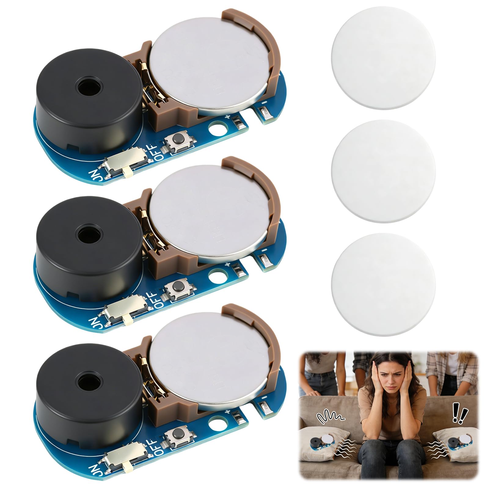 3pcs Cricket Noise Maker Prank Device, Prank Device Hidden Annoying Sound Gadgets with 20 Random Funny Sounds, Compact Gag Joke Tools for Adults, Office, Party or Home Fun