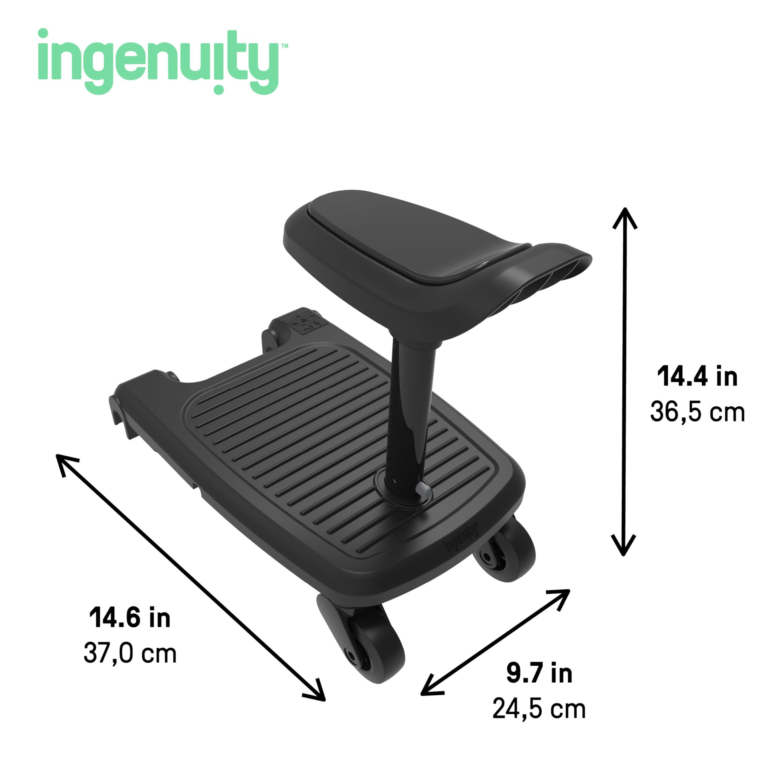 Ingenuity Marchepied pliable avec siège amovible, 2 en 1 pour enfants debout ou assis, pliable avec poussette, compatible avec poussette 3DSuite