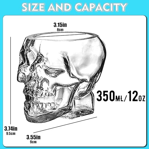 Miniatura 2 de GXFCCYXT 2 copas de vino de calavera de Halloween de 12 onzas  11.8 fl oz, copas de cóctel únicas divertidas de calavera transparente para cóctel,