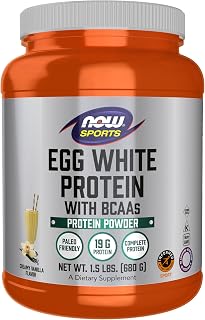NOW Sports Nutrition, Egg White Protein, 20 G With BCAAs, Creamy Vanilla Powder, 1.5-Pound