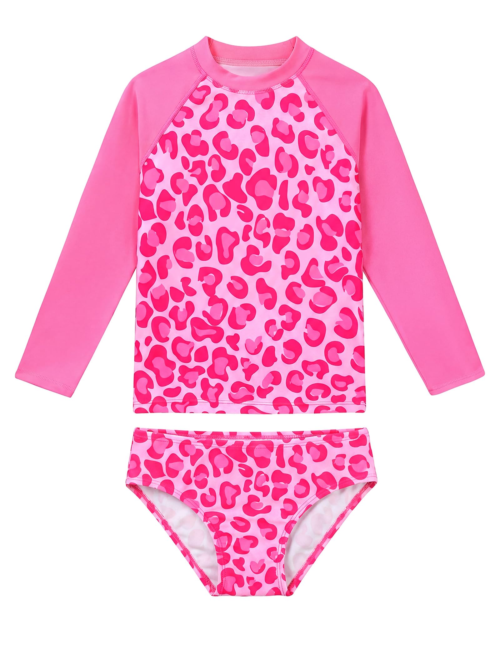 Photo 1 of Bathing Suits for Girls Size 6-7 Pink Long Sleeve Swimsuits Kids Swimwear