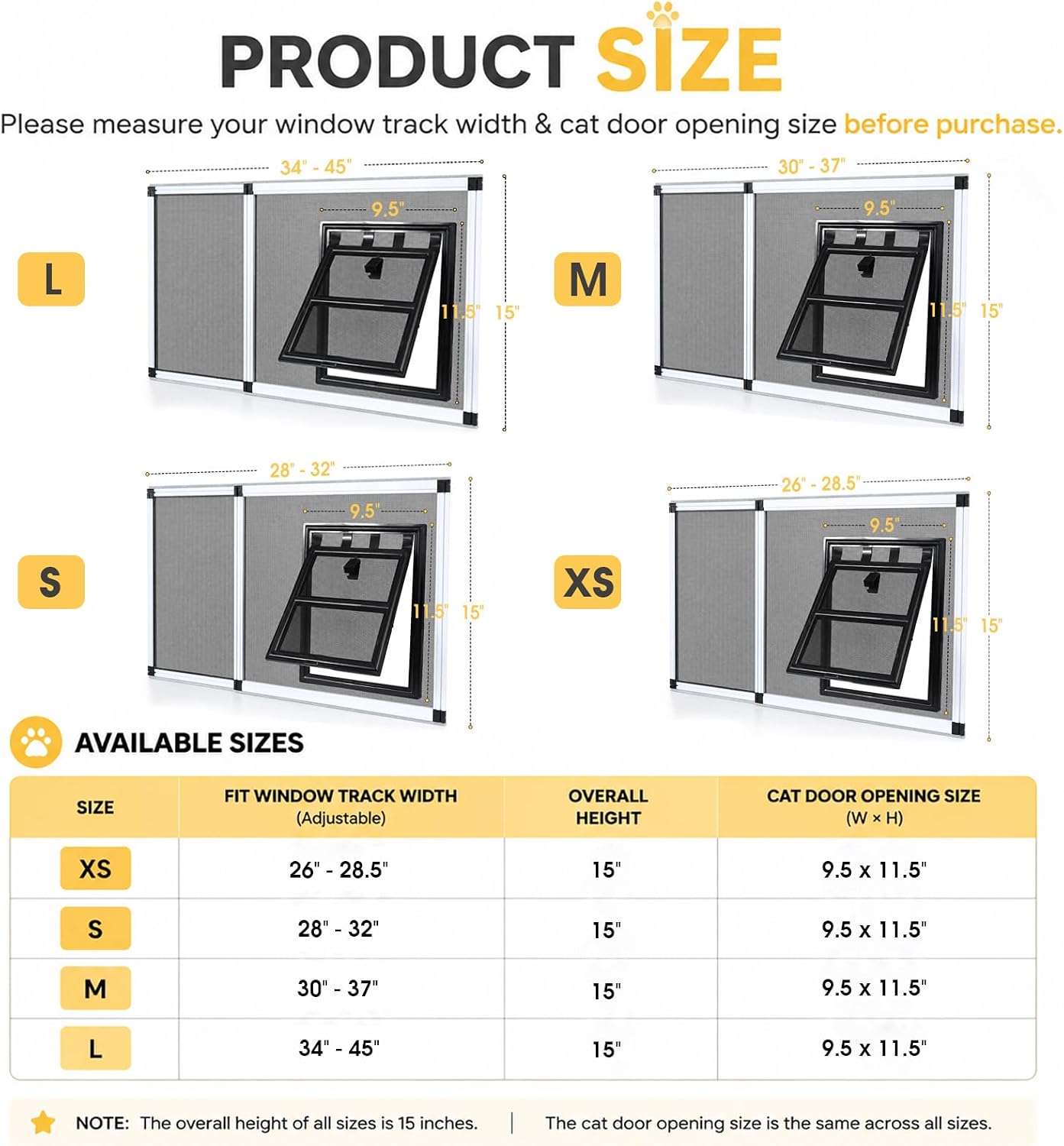 Bug-Proof Screen Cat Door for Window,Fits 28'' - 32'' Adjust Width Window, | 1-Min Install | Aluminum Frame + Stainless Steel Mesh |Ventilated |Breathable |Magnetic Closure Pet Door Window for Cat