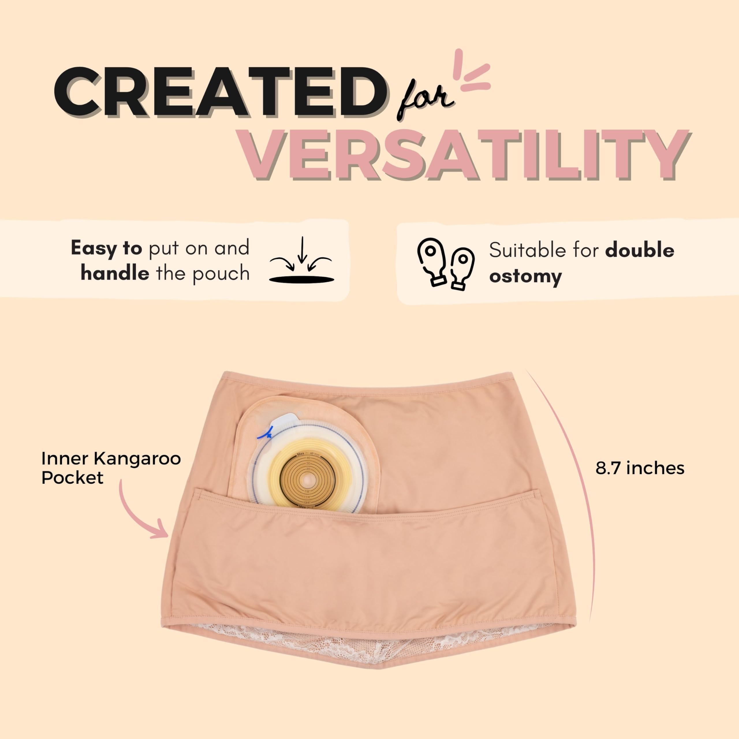 SIIL Banda de Ostomía Crema Ostomy | Funda para bolsa de ostomía interior | Cinturón de ostomía | Funda para bolsa de ostomía