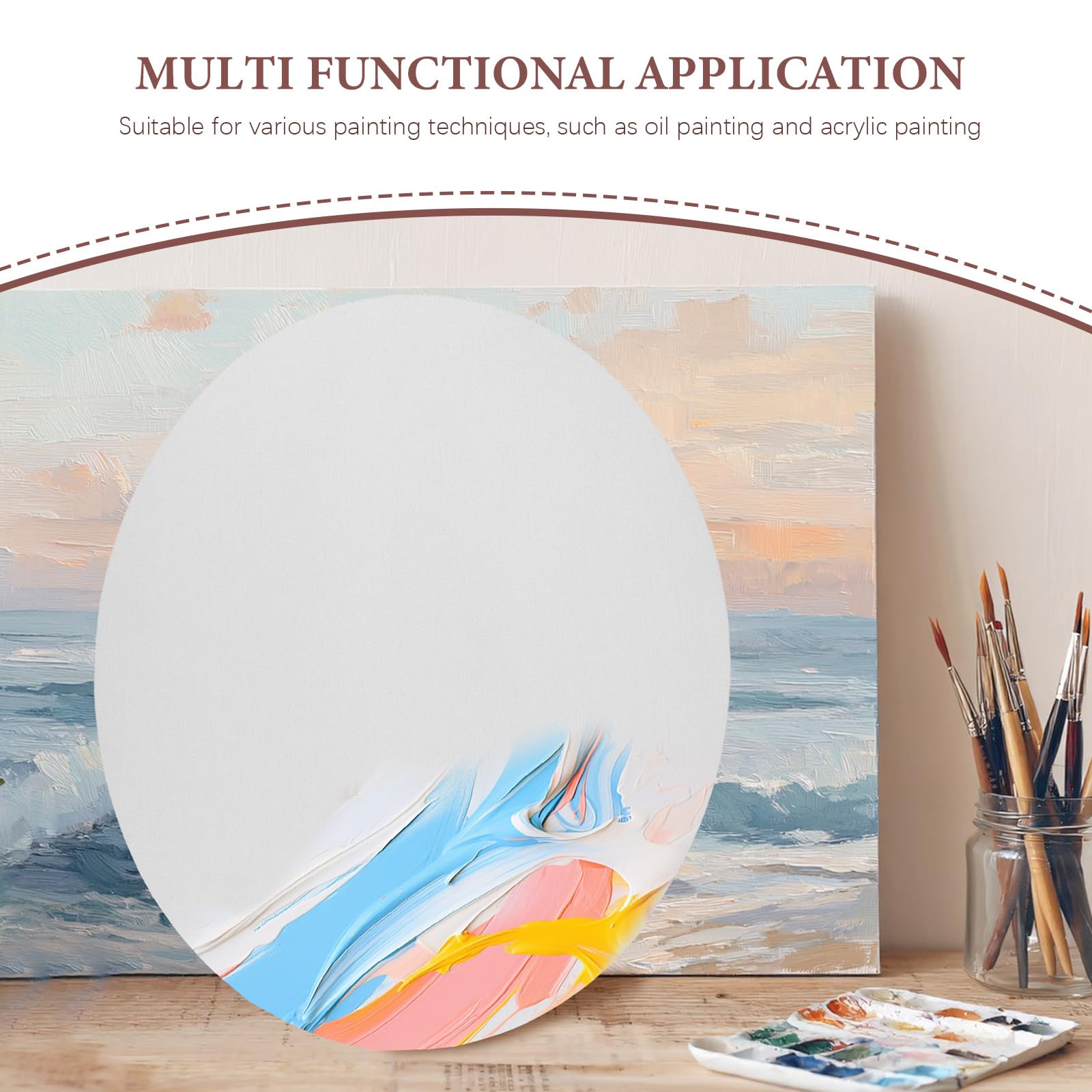 Lurrose Pannello di Tela Ovale in Lino Bianco 50x40cm per Pittura a Olio e Acrilico Supporto Eccellente per Creazioni Personalizzate e Decorazioni da Parete
