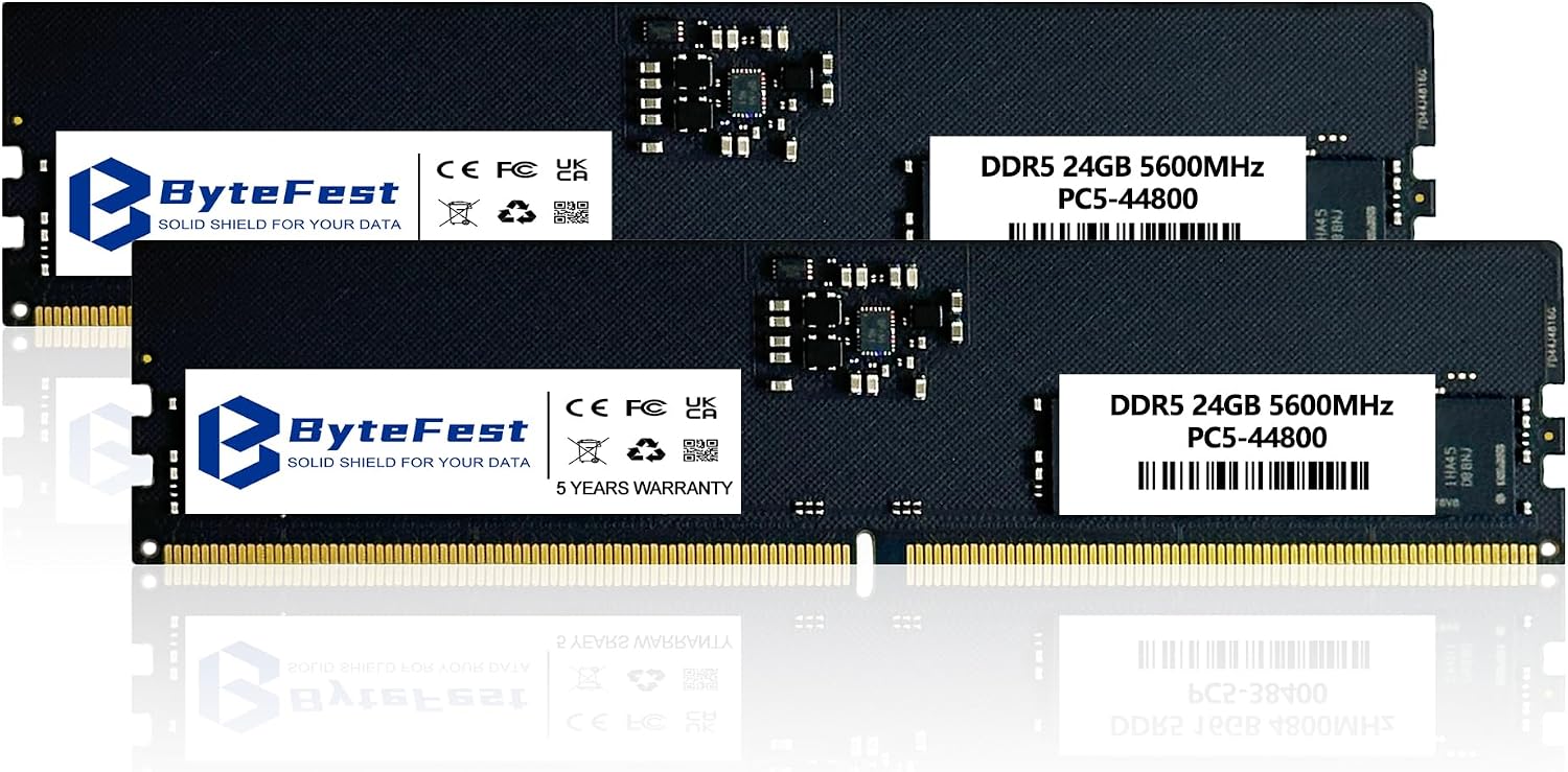 DDR5 RAM 48GB 2x24GB 5600MHz PC5-44800 CL46 UDIMM 1.1V 288 Pin Desktop Computer Mise   Niveau du Module de M moire RAM