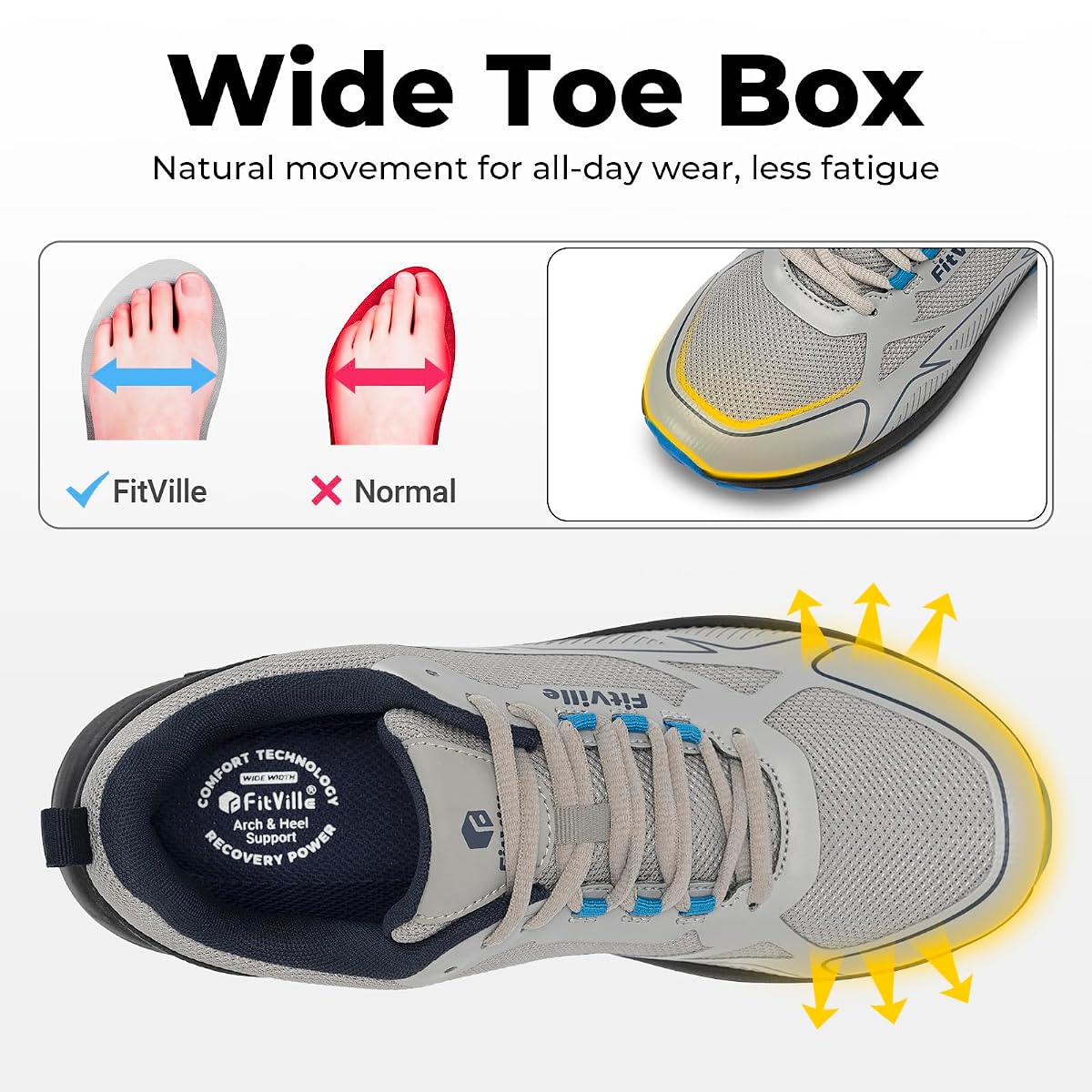Buty do biegania FitVille Męskie bardzo szerokie buty do biegania w terenie Szerokie lekkie buty sportowe Buty outdoorow