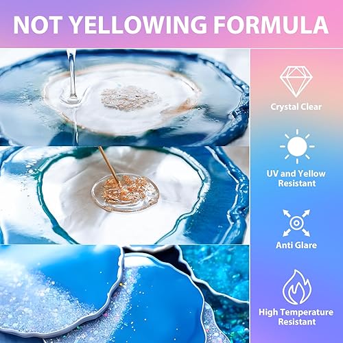 Miniatura 2 de Pnente Resina epoxi de grado artístico, autonivelante, cero burbujas y protector UV de 5 años para mesas de río, joyas, arte de resina, mezcla 11