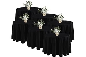 Fitable 6 Pack Black Round Tablecloths - 120 Inches Large Round Tablecloths...