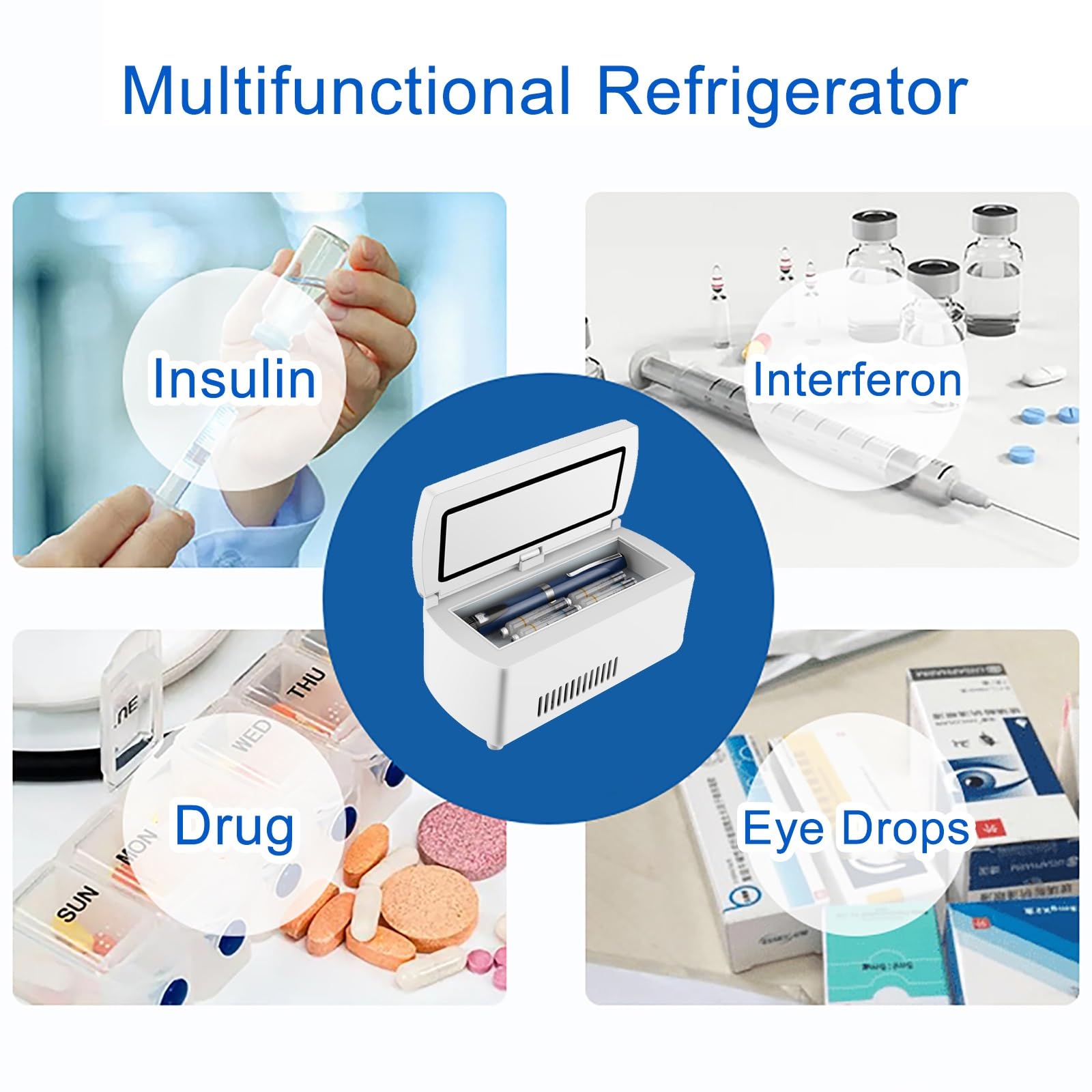 Nevera Medicamentos Portatil para Refrigerador de Diabetes Nevera Insulina Viaje, Mini Refrigerador para Medicamentos de 2-8 ℃ Nevera Portatil Insulina (Size : Lithium Battery x 2)