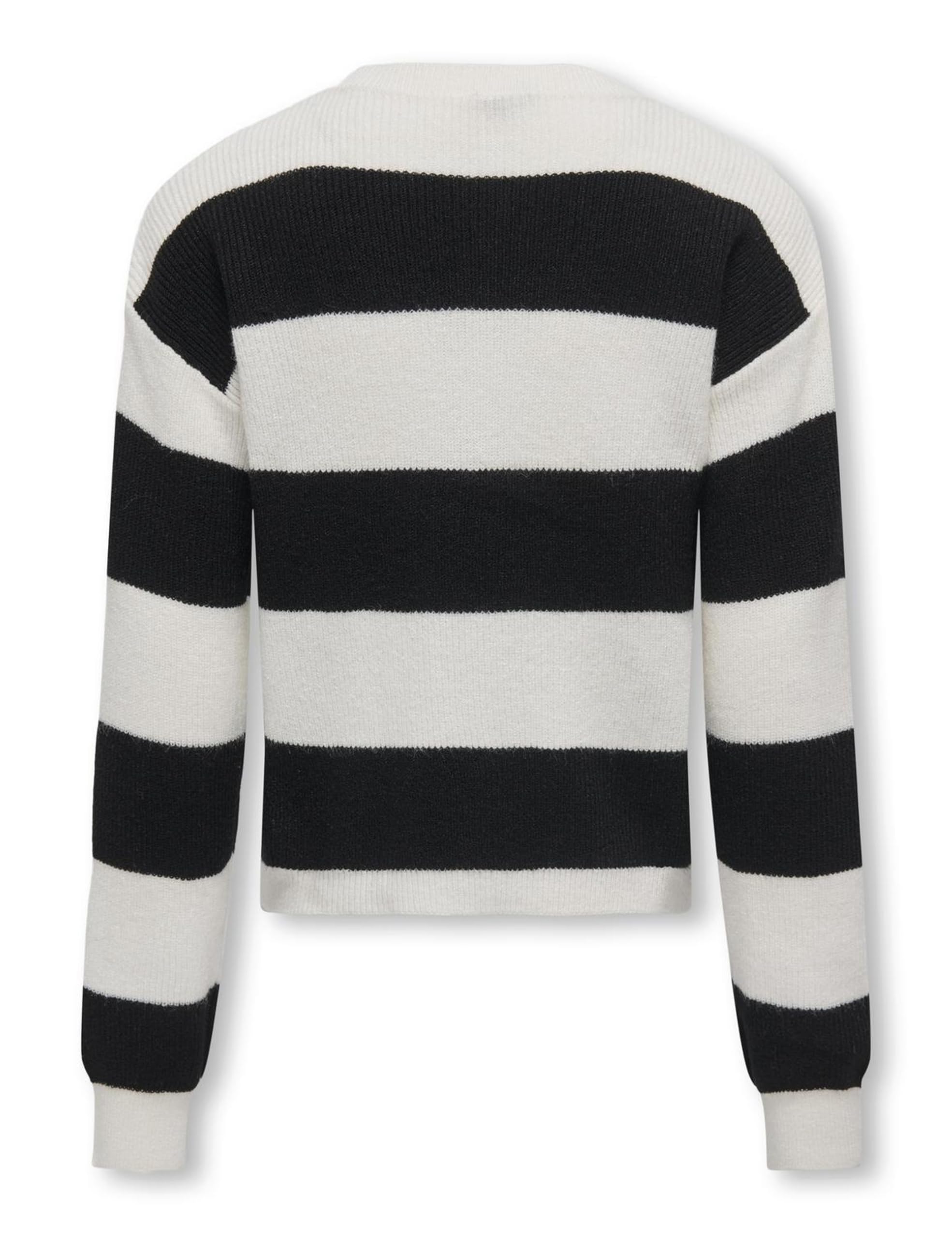 ONLY Mädchen Kogfranca Short L/S Stripe KNT Noos Pullover, Cloud Dancer, 146-152 EU