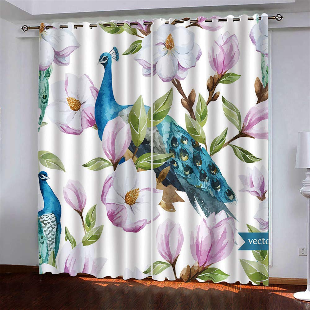 Gardinen Blickdicht Vorhänge 2er Set mit Ösen und Raffhalter, Morbuy 3D Drucken Modern Verdunkelungs Thermo Vorhänge Vorhänge-Set für Wohnzimmer Schlafzimmer (168x228cm *2,Fliederblumen)