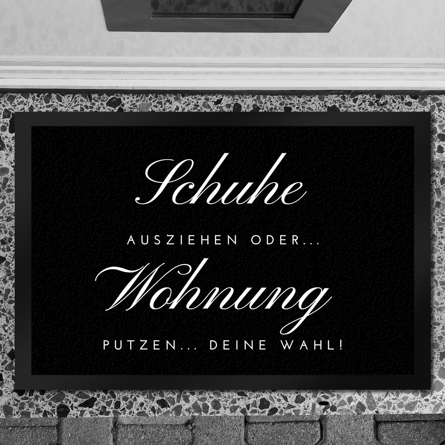 speecheese Schuhe ausziehen Fußmatte XXL in 50x75 cm mit Spruch oder Wohnung putzen EIN lustiger Türvorleger für die Eingangstüre Dekorative Motiv Fußabtreter Türmatte Frauen Verschiedene