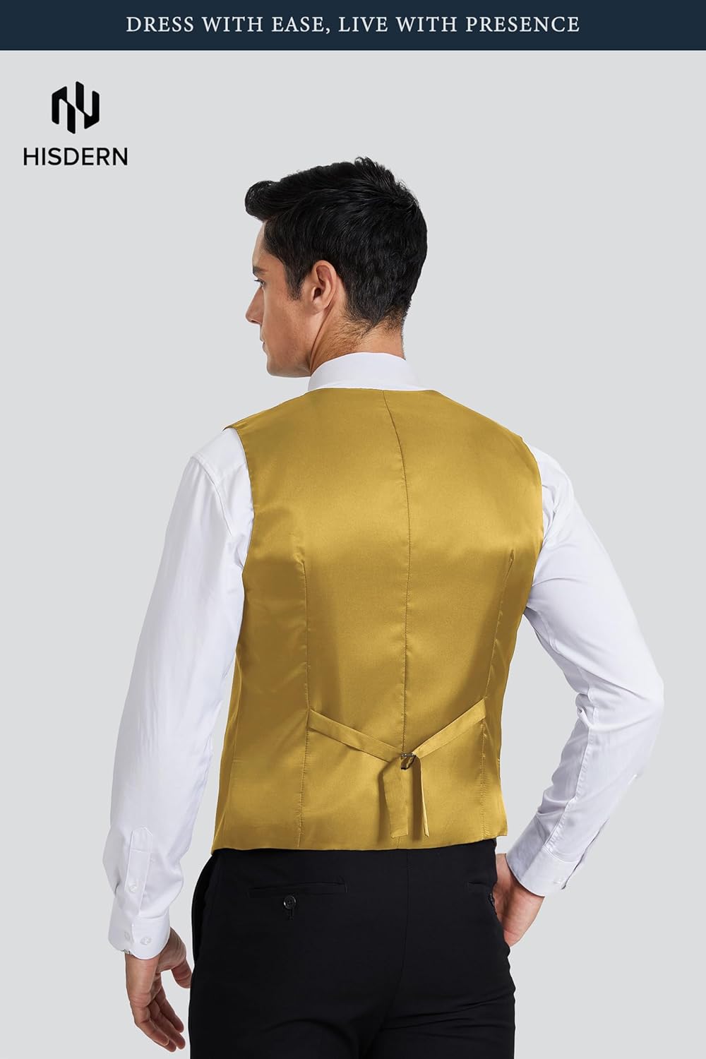 HISDERN Men’s Suit Vest Waistcoat with 3 Pockets Slim Fit for Business Formal Wedding Prom and Casual Tuxedo Wear - Image 3