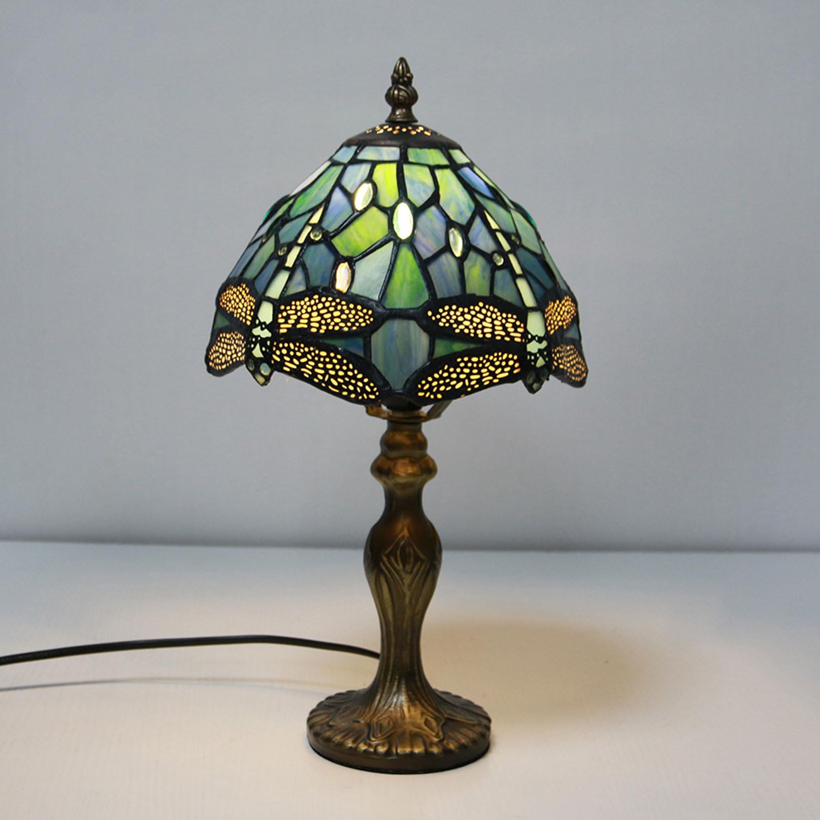 BOTOWI Vintage Tischlampensockel Ersatz, nur Legierung Schreibtisch Leuchtensockel, 15" hoch Geeignet für 8 Zoll Tiffany Stil Buntglas Lampenschirme,H2