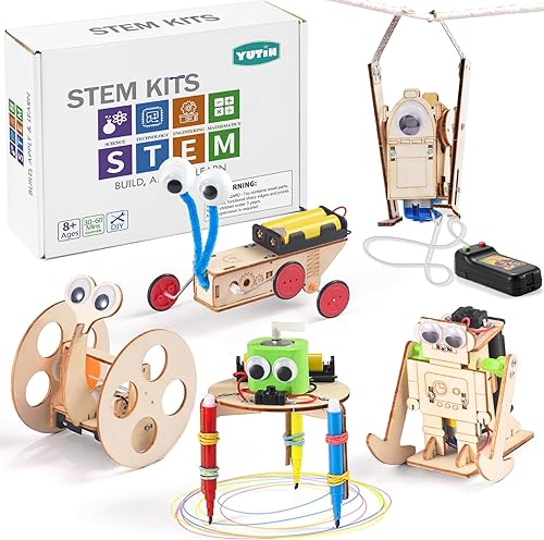 Kit de robot STEM 5 en 1 para niños de 8 a 10 años, kits de manualidades de construcción de madera para niños de 8 a 12 años, rompecabezas de madera